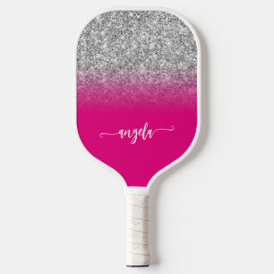 Raquette De Pickleball Nom Ombre rose chaud de la Parties scintillant en 