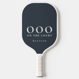 Raquette De Pickleball Nom personnalisé bleu marine blanc OOO drôle simpl