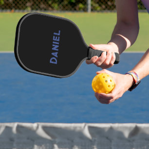 Raquette De Pickleball Nom personnalisé bleu sur le noir