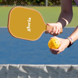 Raquette De Pickleball Nom personnalisé élégant de la moutarde jaune