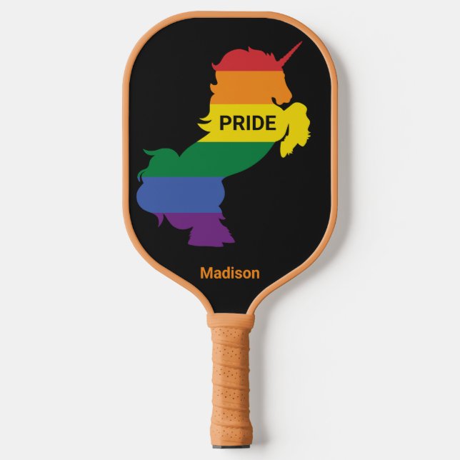 Raquette De Pickleball Nom personnalisé Gay Unicorn (Recto)