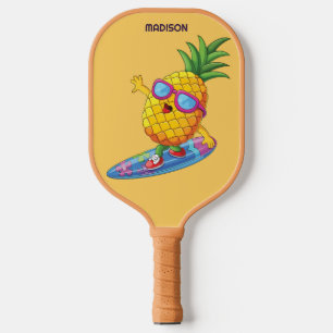 Raquette De Pickleball Nom personnalisé Surfing Pineapple
