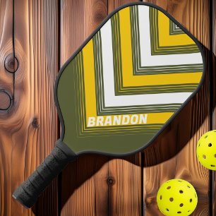 Raquette De Pickleball Nom Rétro Vintage Chevron Fade Miel Vert Nostalgiq