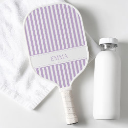 Raquette De Pickleball Nom simple prépa cool rayé violet moderne