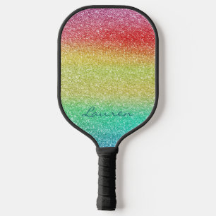 Raquette De Pickleball Nom Turquoise de la Parties scintillant arc-en-cie
