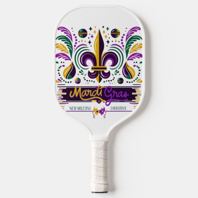 Raquette De Pickleball Nouvelle-Orléans Mardi Gras jaune violet vert (Recto)