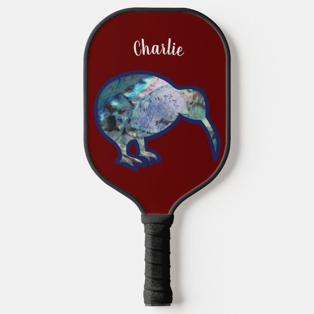 RAQUETTE DE PICKLEBALL NZ SHINY PAUA KIWI BIRD NEW ZEALAND CUSTOM NOMMÉ (Recto)