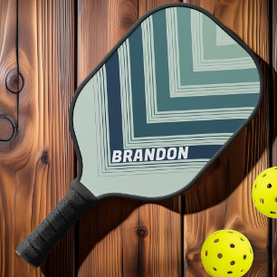 Raquette De Pickleball Ocean Green Nostalgic Vintage Chevron Fade Nom