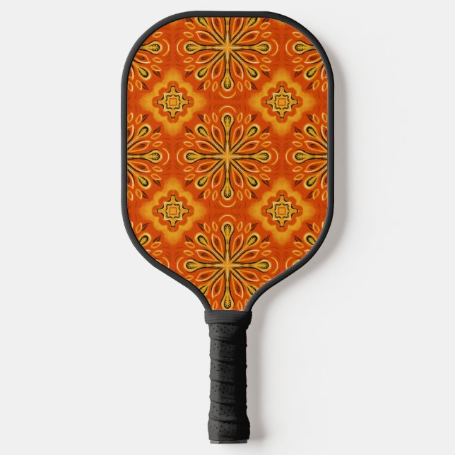 Raquette De Pickleball Orange Boho Abstrait Motif décoratif (Recto)