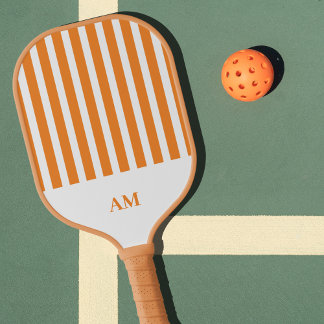 Raquette De Pickleball Orange & White Stripes Country Club Monogram