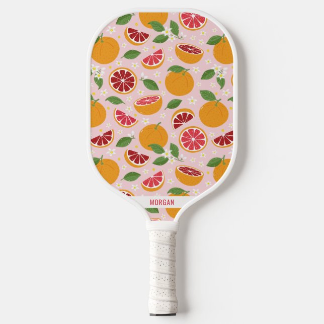 Raquette De Pickleball Oranges mignonnes sur rose clair (Recto)