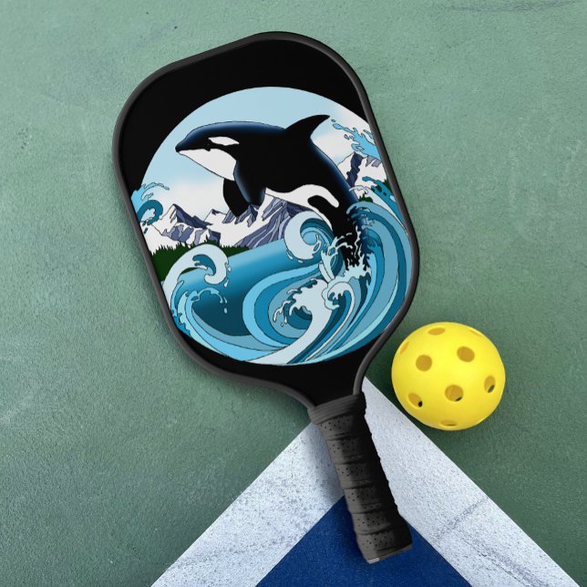 Raquette De Pickleball Orca Killer Whale Blue Ocean (Créateur téléchargé)