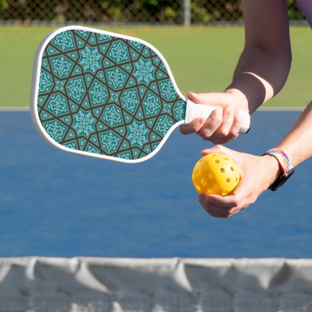 Raquette De Pickleball Oriental Blue Grey Arabe Égypte Vecteur géométriqu (Insitu)