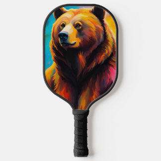 Raquette De Pickleball Ours grizzli avec aurores boréales