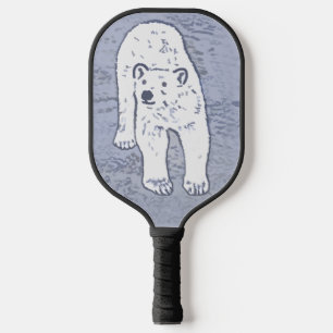 Raquette De Pickleball Ours polaire sur la peinture sur glace - Art origi