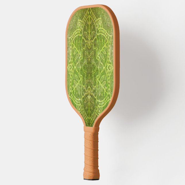 Raquette De Pickleball Pagaie à bille de fleur de mandala texturée verte (Gauche)