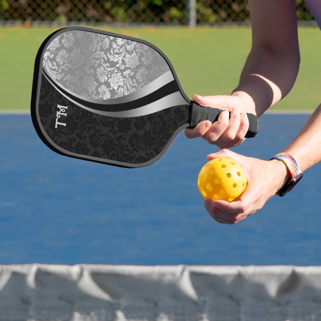 Raquette De Pickleball Pagaie à bille noire et argentée damassée (Insitu)