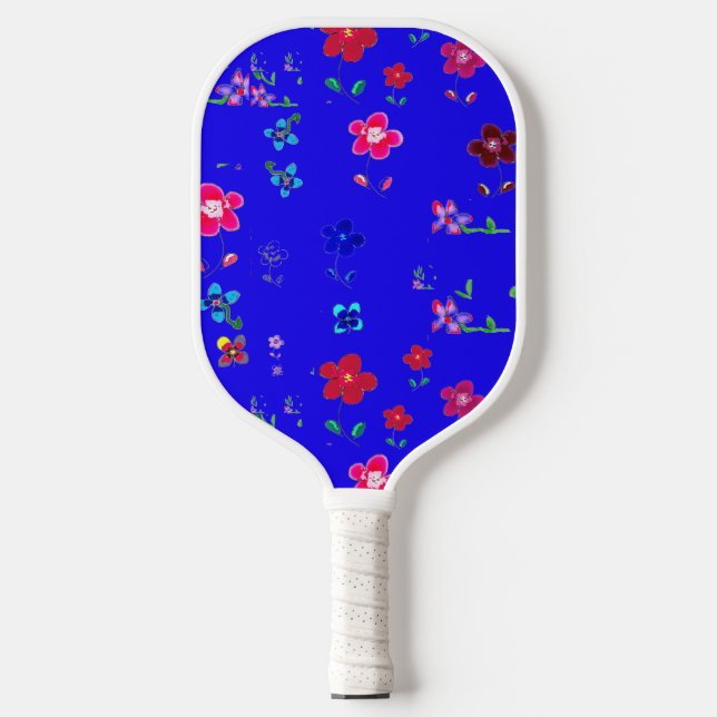 Raquette De Pickleball Pagaie à boule de pickles à fleurs bleues (Recto)
