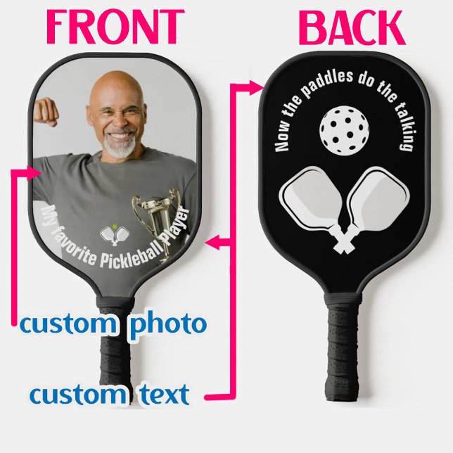 Raquette De Pickleball Pagaie de photo et de texte personnalisés (Créateur téléchargé)