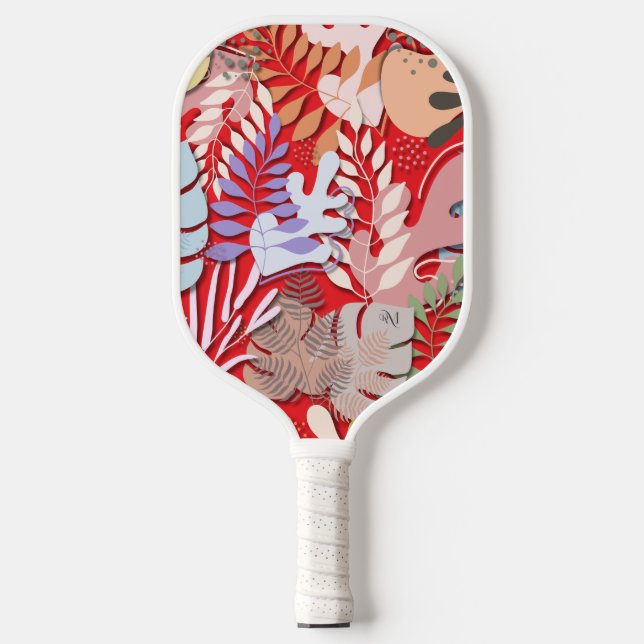 Raquette De Pickleball Pagaie de Pickleball : Feuille bio (rouge/noir) (Recto)