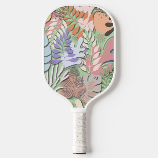 Raquette De Pickleball Pagaie de Pickleball : Feuille bio (vert/jaune) (Recto)