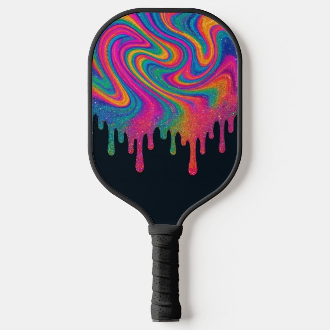 Raquette De Pickleball Pagaie de Pickleball Psychedélique Glittery Neon D (Recto)