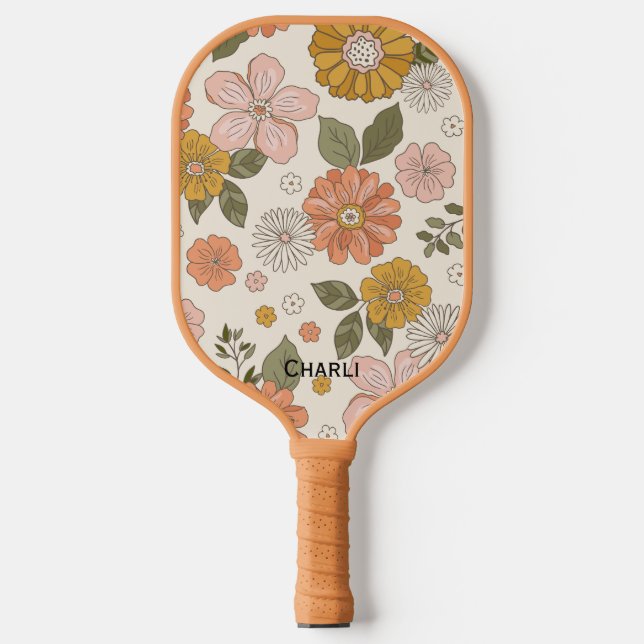 Raquette De Pickleball Pagaie florale personnalisée Belle Rétro (Recto)