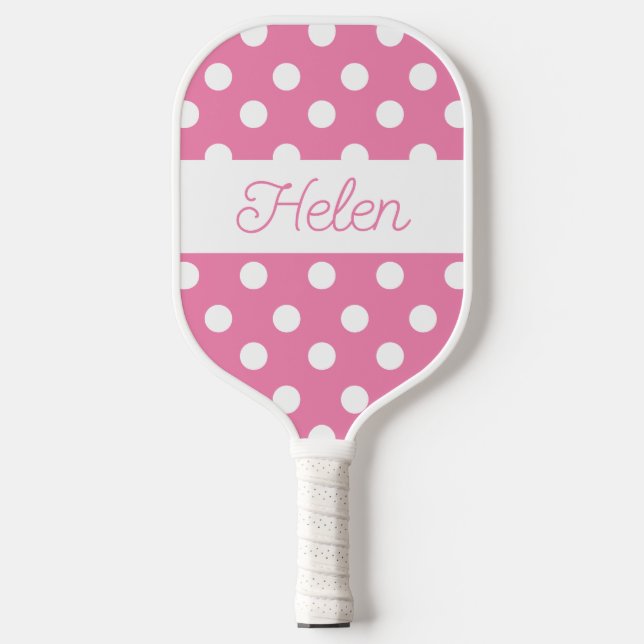 Raquette De Pickleball Pagaie personnalisée Pois rose (Recto)