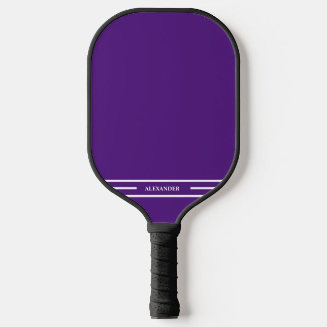 Raquette De Pickleball Pagaie violette et blanche avec nom (Recto)