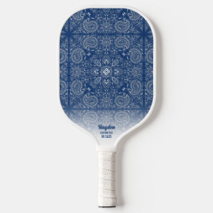 Raquette De Pickleball Paisley Bandana Motif Nom personnalisé Texte