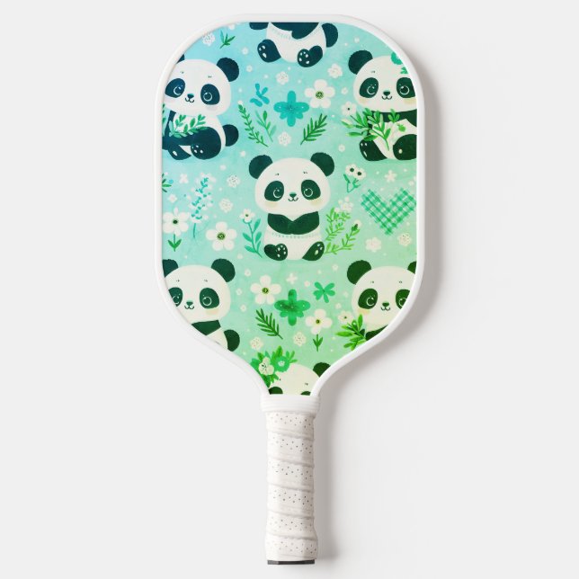 Raquette De Pickleball Panda Bear Motif Vert Imprimer (Recto)