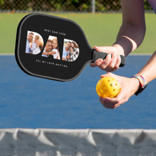 Raquette De Pickleball papa multi photo typographie moderne noir