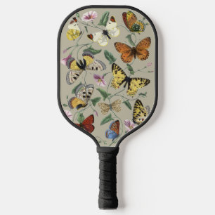 Raquette De Pickleball Papillon de nuit vintage 1842 Art botanique floral
