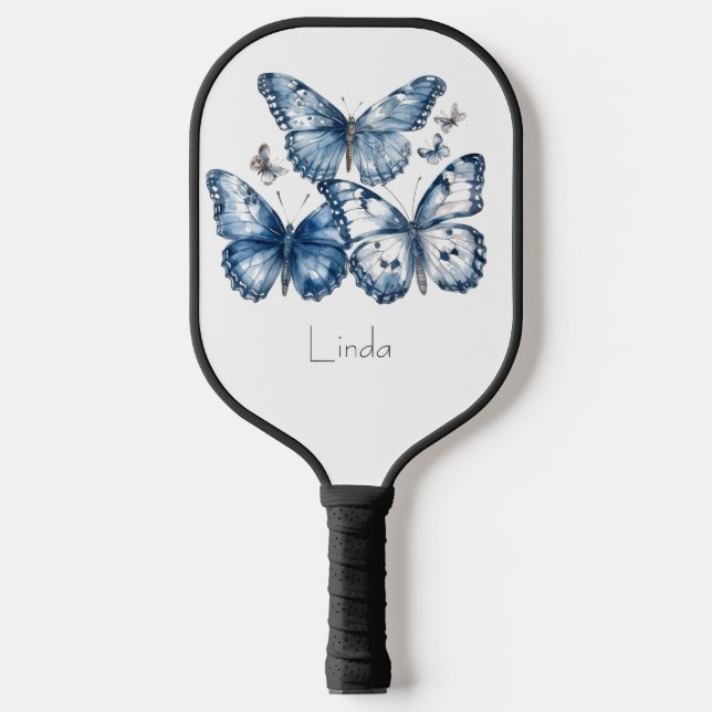 Raquette De Pickleball Papillons dans Delft Blue, personnalisable (Recto)