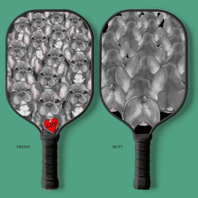 Raquette De Pickleball Paraphe de pickleball français Bull+Buttes (French Bulldogs about face!)