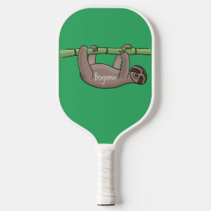 Raquette De Pickleball Paresse souriante mignon sur dessin animé en bambo