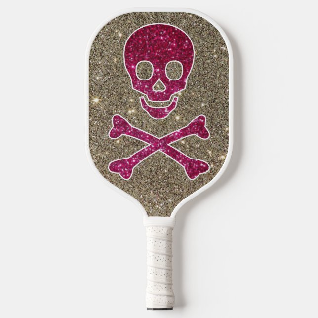 Raquette De Pickleball Parties scintillant crâne rose et argent Cool asse (Recto)