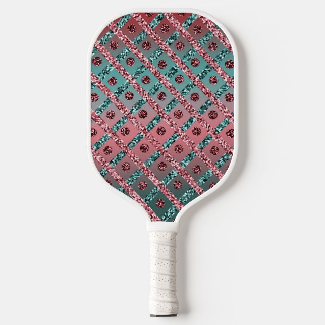 Raquette De Pickleball Parties scintillant en verre bleu rose Fille (Recto)