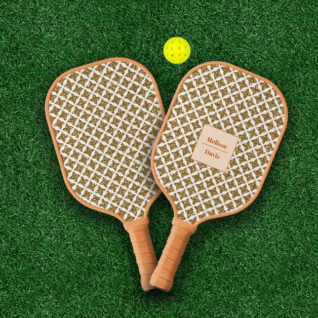 Raquette De Pickleball Parties scintillant Gold Stars Nom personnalisé (Créateur téléchargé)