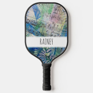 Raquette De Pickleball Partition de musique peinte colorée et fantaisiste