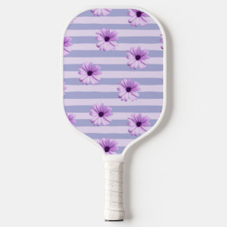 Raquette De Pickleball Pastel stripes pattern with Daisies