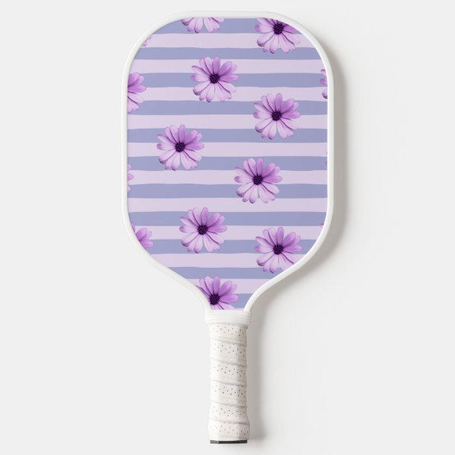 Raquette De Pickleball Pastel stripes pattern with Daisies (Recto)