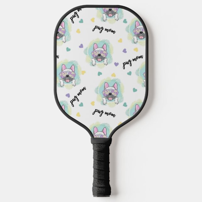 Raquette De Pickleball Pattern tropical pug (Recto)