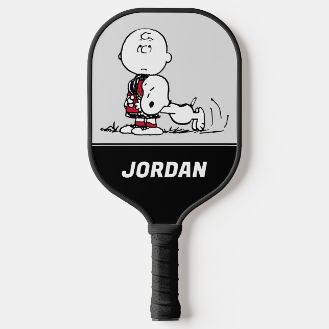 Raquette De Pickleball PEANUTS | Rouge et noir | Ajouter Votre Nom (Recto)