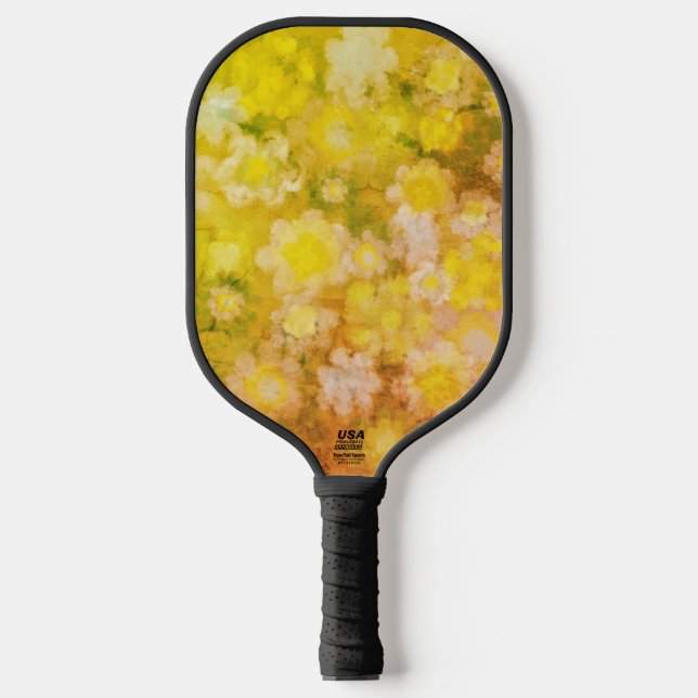 Raquette De Pickleball Peinture d'aquarelle Abstraite de fleurs rétro (Recto)