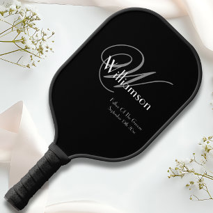 Raquette De Pickleball Père Du Mariage Groom Cadeau Élégant Monogramme