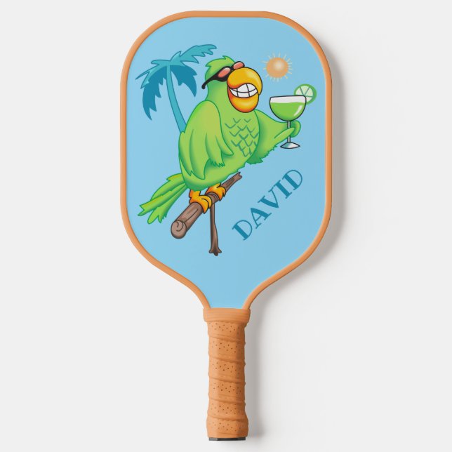 Raquette De Pickleball Perroquet Avec Cocktail Personnalisé (Recto)
