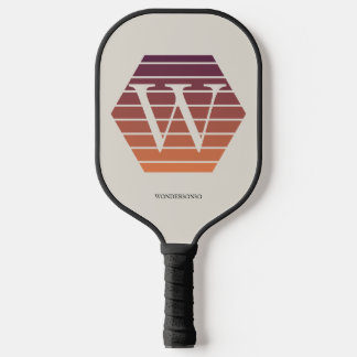Raquette De Pickleball Personalized Ombre Monogram honeycomb hexagon
