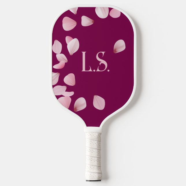 Raquette De Pickleball Personalized Pink Petals Monogram (Recto)
