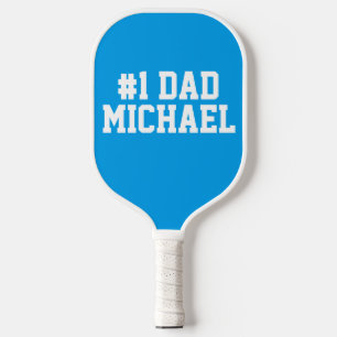 Raquette De Pickleball Personnalisé #1 Papa Fête des pères Bleu Blanc